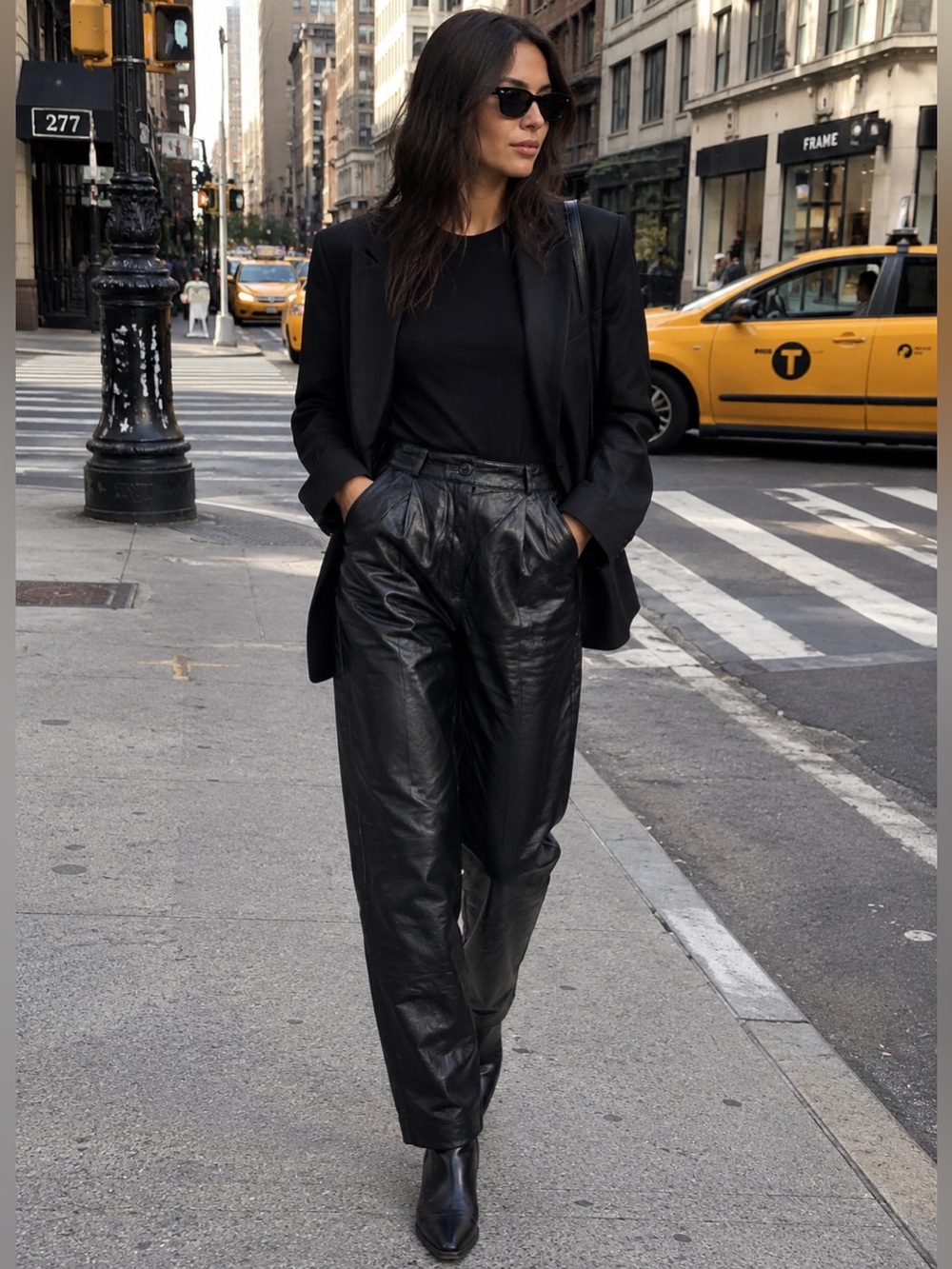 Vintage Toffs 100% Genuine Leather Pants Black High Rise Pleated Tapered Sz 2